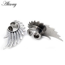  stainless steel feather spiral wing ear tunnel plug expander stretchers gauges earring thumb200