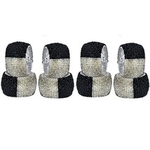 Prisha India Craft Beaded Napkin Rings Set of 8 silver-black - 1.5 Inch ... - £27.71 GBP