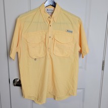 Columbia PFG Shirt Mens Medium Yellow Vented Short Sleeve Fishing Outdoors Hike - £13.30 GBP