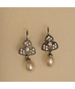 VTG Joseph Esposito Sterling Silver Cubic Zirconia Tear Drop Pearl Earri... - $77.95 CAD