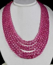 Natural Untreated Ruby Long Beads 7 Line 1028 Carats Ladies Gemstone Necklace - £5,303.49 GBP