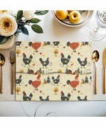 Farmhouse Chicken Placemat, Country Kitchen Decor, Rustic Rooster Table ... - $176.25 MXN