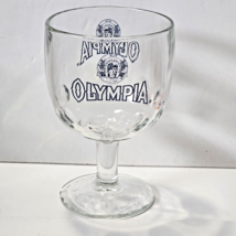 Vintage Olympia Blue Waterfall Logo Beer Glass Goblet Stemmed Thumbprint 12oz - £8.14 GBP