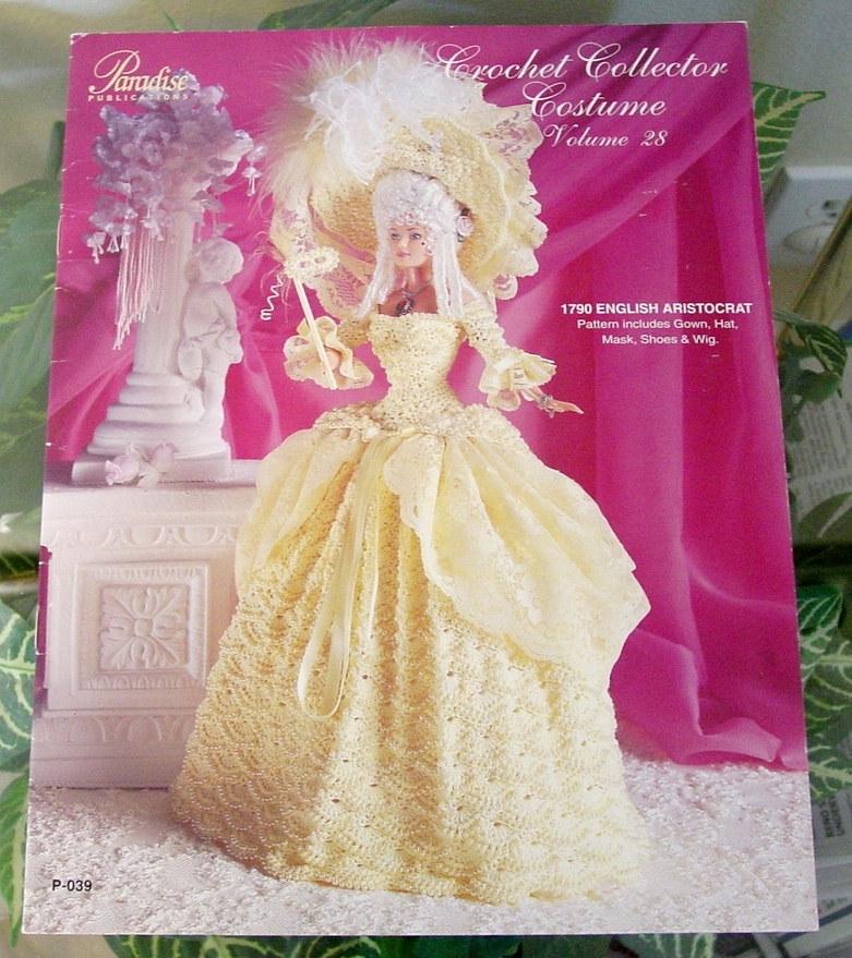 Paradise Crochet Pattern, Vol 28-1790 ENGLISH ARISTOCRAT-Shoes-Wig-11-1/2" Doll - $9.00