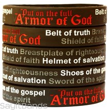 5 Armor of God Wristbands - Ephesians 6:11 Bracelets - Religious Jewelry Bands - £4.40 GBP