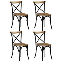 vidaXL Solid Mango Wood & Steel Cross Chair Set of 4 - $609.49
