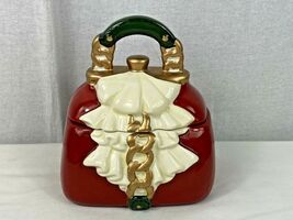 David&#39;s Cookies Mini Purse Cookie Jar Red, White, Green, Gold 6 1/2&quot; Tal... - €17,00 EUR