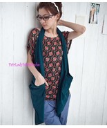 Japan Open Pocket Halter Drapery Tunic Vest! Turquoise - $161.07 MXN