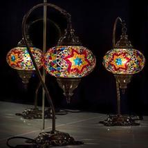 Turkish Lamp, Tiffany Lamp 2021 Mosaic Stained Glass Boho Moroccan Lante... - $61.33