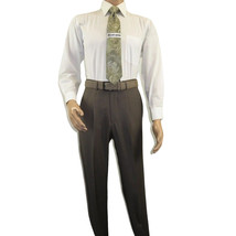 Mens MANTONI Pleated Dress Pants 100% Wool Super 140's Classic Fit  40901 Taupe image 2