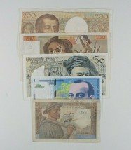 France 5-Notes Francs Set // Mineur Delacroix Delatour Montesquieu Saint-Exupery - £39.56 GBP