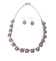 Avon Silver Tone Flowers W Crystal Centers Necklace 16”, Matching Earrings - $18.00