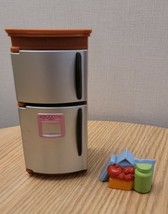 Fisher Price Loving Family Dollhouse Kitchen Silver Refrigerator with Food - $15.13