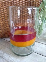 Hand Blown Vase/Glass Orange  Red Stripes/Bands In Middle 5” Tall W/Air ... - $10.68