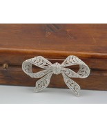 Pre-Owned Silver Color Rhinestone Bow Pin - $11.87