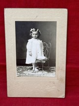 OOAK Photo 1900&#39;s Little Girl with Chair Portrait Picture Cardboard Frame - £11.12 GBP