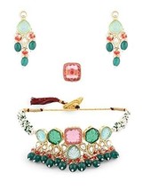Jabells Multicolor Stones Beads Multistrand Kundan Choker Necklace rakhi gift - £21.86 GBP