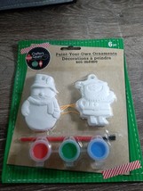 Paint Your Own Ornaments, Snowman and Santa, 3&quot;. New, 2 per Pack - £7.87 GBP