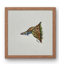 Original Hand painted Miniature Watercolor Painting of a Tiny Colorful Fish - $35.64