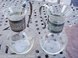 Elegant garafes, glass and silverplate, not a set, 9&quot; tall [2-10] - £38.76 GBP
