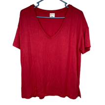 Soma V Neck Jersey Knit Shirt Red Short Sleeves Super Stretchy Women Size M - £8.85 GBP