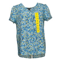 Hilary Radley Womens V-Neck Blouse Color Blue Floral Size Small - £27.22 GBP