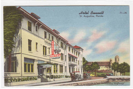 Hotel Bennett St Augustine Florida linen postcard - £4.73 GBP