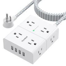 Extension Cord 10 Ft, Surge Protector Power Strip, 8 Widely Outlets 4 Us... - £26.16 GBP