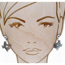 Great State of Texas Dangle Earrings, Silver Tone Dimensional Vintage Ba... - £22.08 GBP