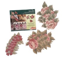 Antique Rose 23 WALLIES Pre-Pasted Wallpaper Cut Outs Decals NEW Pink Roses - £11.81 GBP