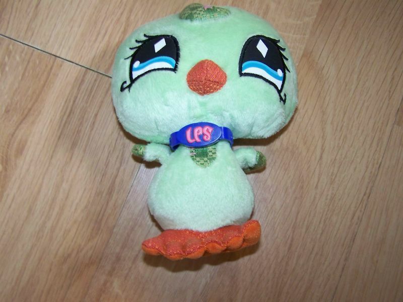 Littlest Pet Shop LPS Plush Green Bird Chick Stuffed Animal Hasbro 2007 - £11.17 GBP