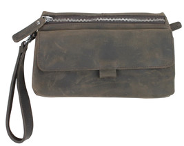 Vagarant Traveler Full Grain Leather Unisex Medium Clutch Bag LH49.DS - £47.54 GBP