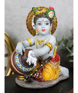 Hindu God Young Baby Krishna Vishnu Stealing Butter From The Gopis Statu... - $31.99