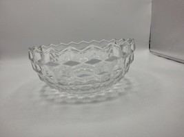 Fostoria American Clear Glass Round  Serving Bowl 8&quot; Cube Block Geometric - $20.79 CAD