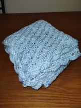 Handmade Crochet Baby Blue Blanket 42&quot; X 34&quot; Lap Throw Afghan  - $14.03