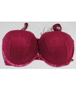 Victoria&#39;s Secret PUSH-UP BURGUNDY KIR PLAID LACE Bra Size 40DD - $102.90 CAD