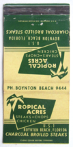 Tropical Acres - Boynton Beach, Florida Restaurant 30 Strike Matchbook Cover FL - £1.37 GBP