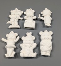 Set of Six Teddy Bear Christmas Ornaments Ceramic Bisque Ready to Paint - $11.83