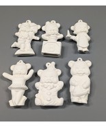 Set of Six Teddy Bear Christmas Ornaments Ceramic Bisque Ready to Paint - £9.30 GBP
