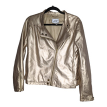 Live A Little LAL Women&#39;s Size Large L Metallic Gold Moto Zipper Front Jacket  - £19.46 GBP