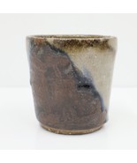Hand Glazed Earthenware Tumbler Cup Planter Drip Glaze Brown Beige 3.75i... - £27.52 GBP