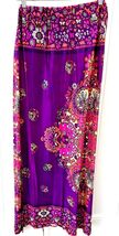 Vintage 70s Disco Border Print Maxi Skirt Nylon Floral Mod Style S/M - $43.95
