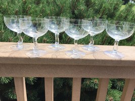 Fostoria Spring Cut Contour Champagne Coupe Glasses 4 1/2” Signed Foot - $63.58
