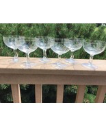 Fostoria Spring Cut Contour Champagne Coupe Glasses 4 1/2” Signed Foot - £50.35 GBP