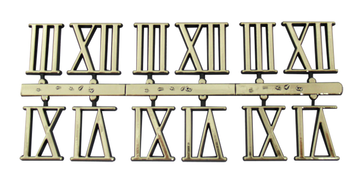 3/16&quot; Roman Gold Clock or Craft Numerals -Numbers 3,6,9,12 - NR312-1316 - $2.25