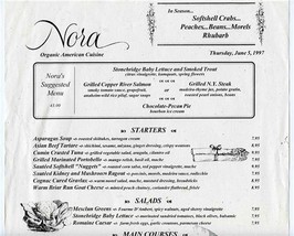 Restaurant Nora Menu Organic American Cuisine Florida Ave NW Washington ... - £28.49 GBP