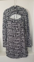 Nwt Almost Famous Black Love Drawstring Hooded Tunic Dress W Cut Out Juniors L - £19.74 GBP