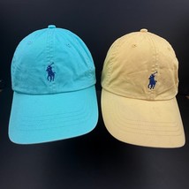 Polo Ralph Lauren Lot of 2 Hat Cap w/ Leather Adjustable Strap 1 Yellow ... - $39.58