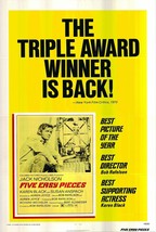 Five Easy Pieces Original 1973R Vintage One Sheet Poster - £335.96 GBP