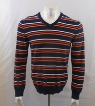 Old Navy Long Sleeve Blue Striped V Neck Cotton Men&#39;s Sweater Size Medium - £10.08 GBP